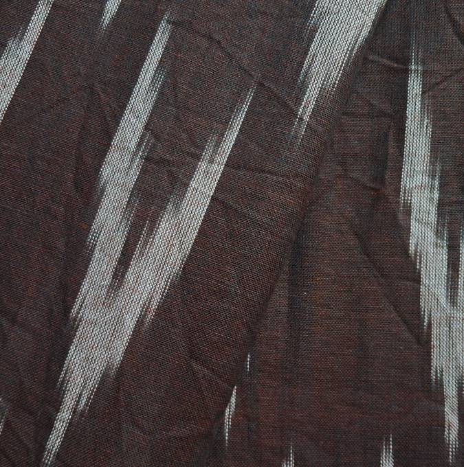 Dark Brown Shade Ikkat Striped Unstitched Fabric