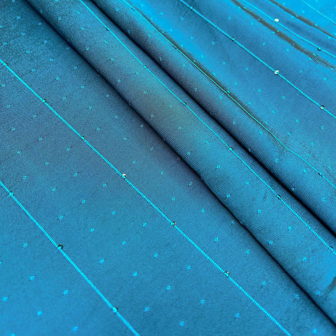 Steel Blue Shades Stripes With Butti Rangila Sequence Fabric