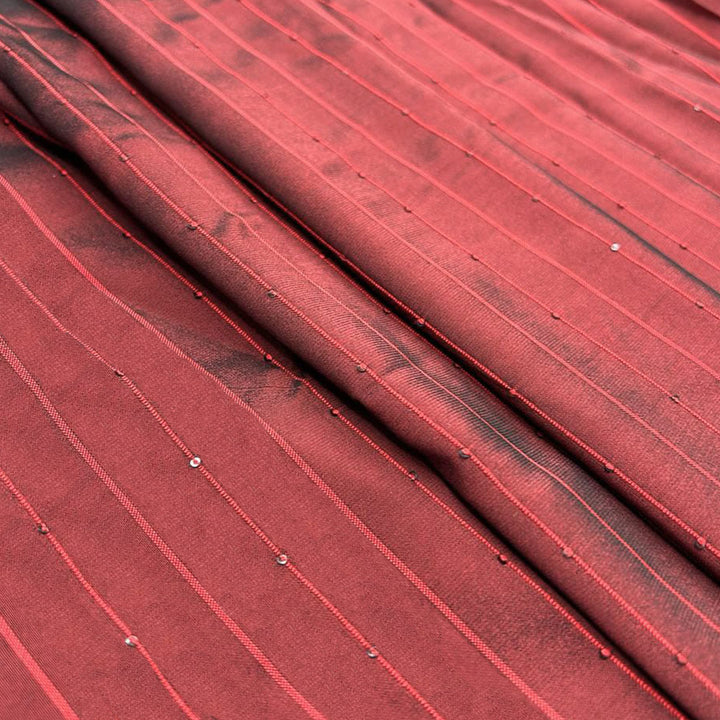 Red Shade Stripes Rangila Sequence Fabric