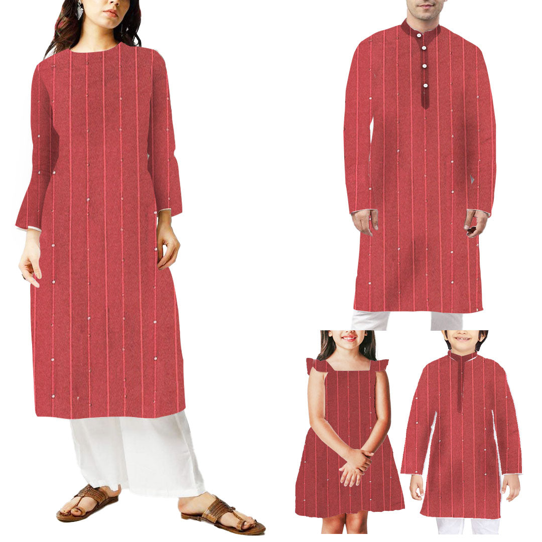 Red Shade Stripes Rangila Sequence Fabric