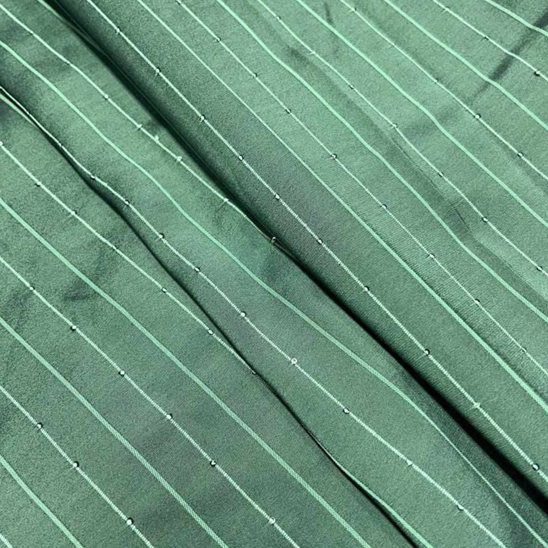Pista Green Shades Stripes Rangila Sequence Fabric