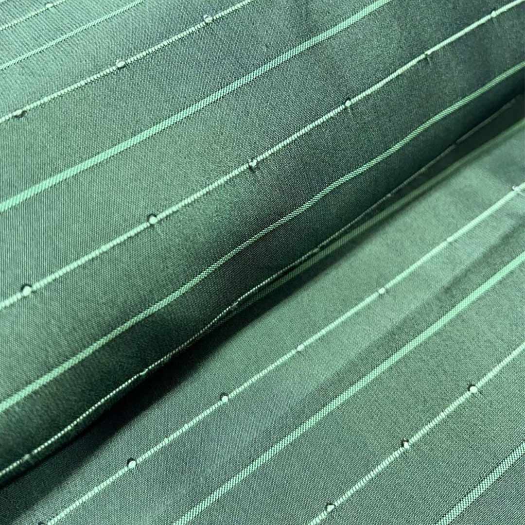 Pista Green Shades Stripes Rangila Sequence Fabric