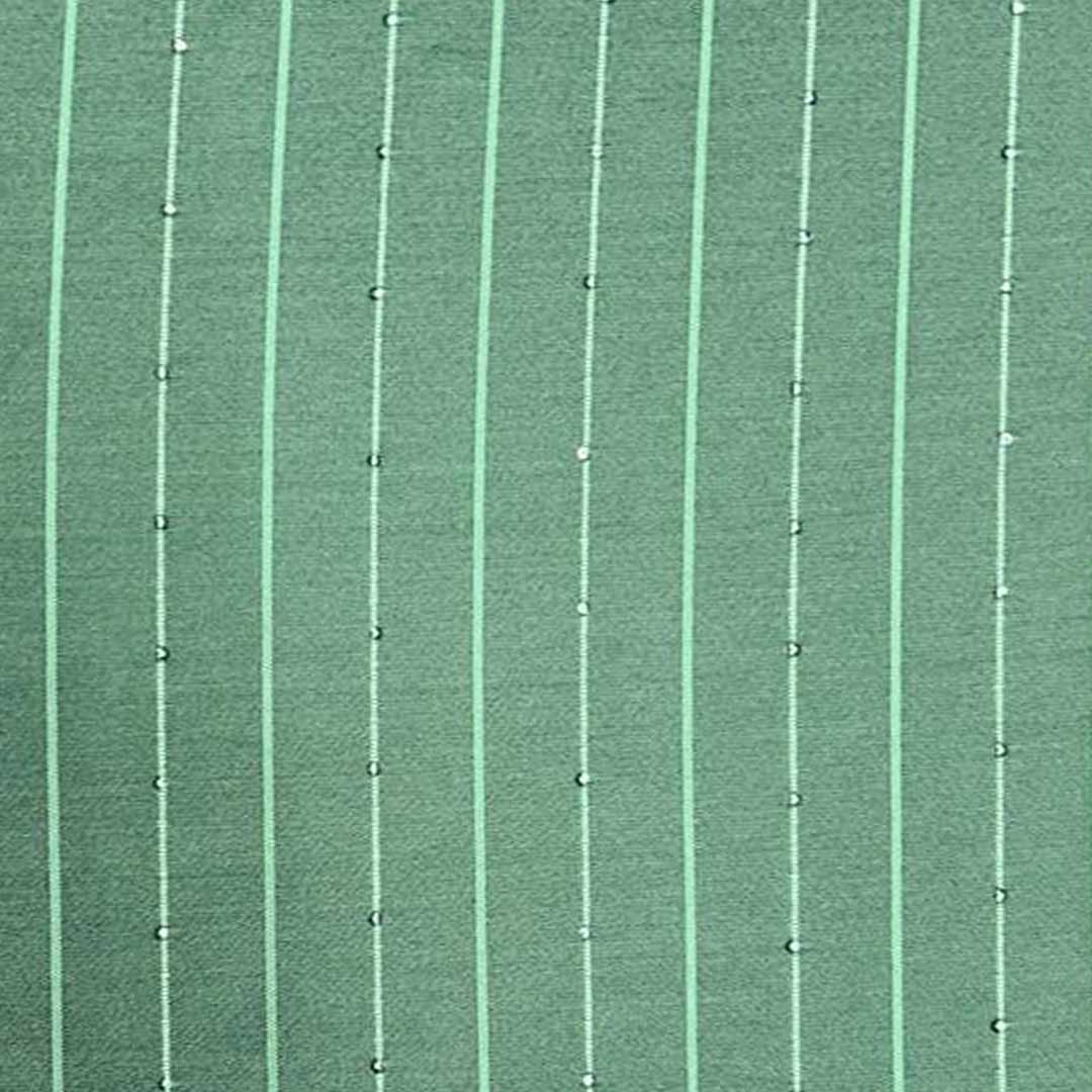 Pista Green Shades Stripes Rangila Sequence Fabric