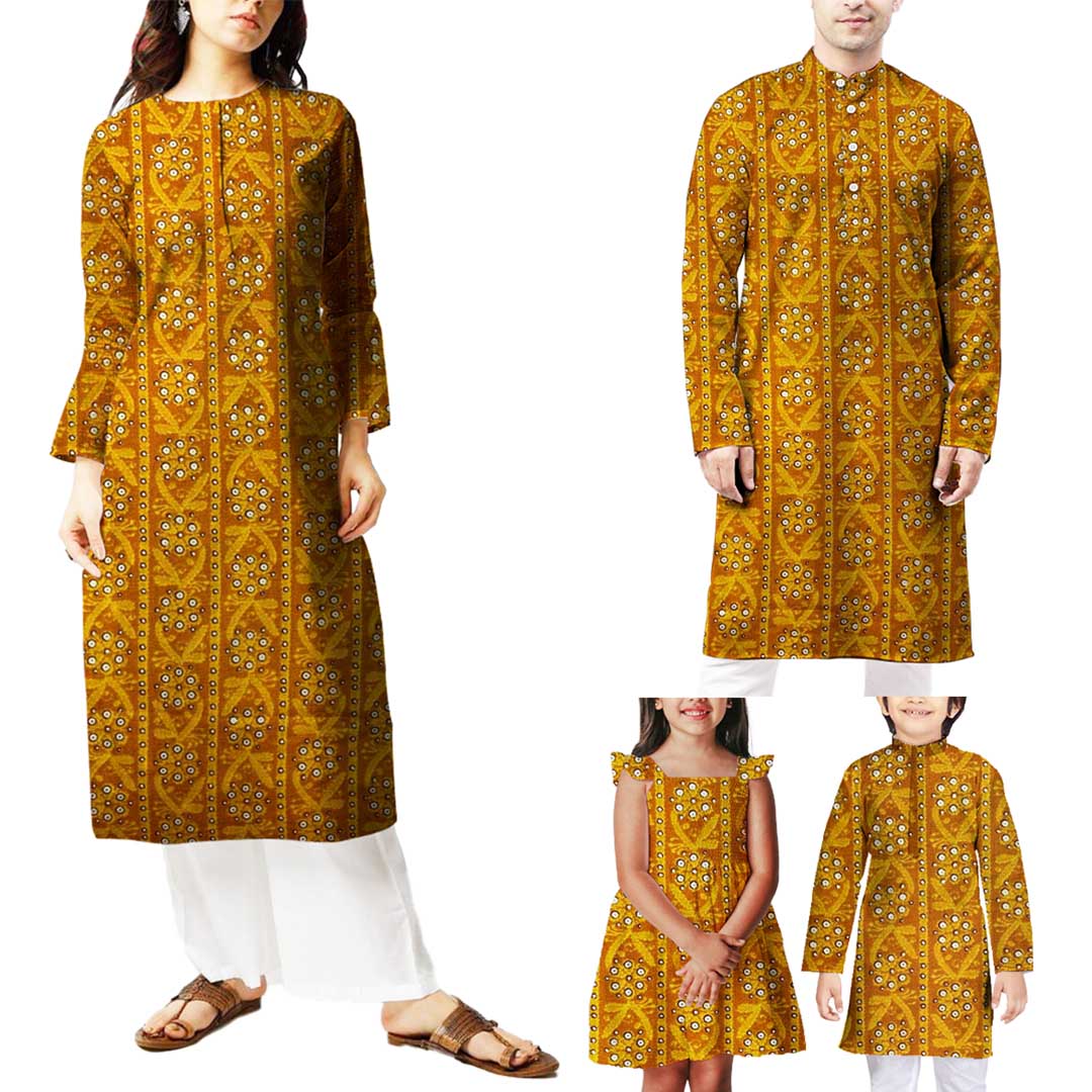 Mustard yellow rayon fabric featuring delicate floral prints, perfect for crafting vibrant and airy fashion pieces.