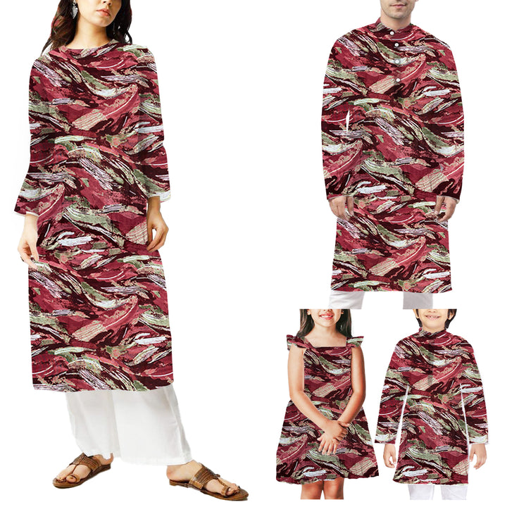 Maroon With Golden Abstract Rayon Foil Print Fabric