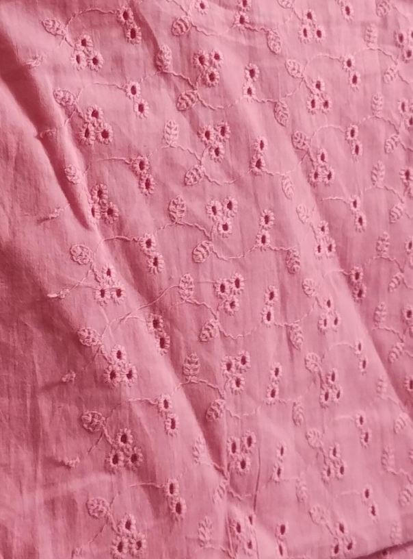Rose Pink Shade Embroidered Cotton Heavy Hakoba Fabric