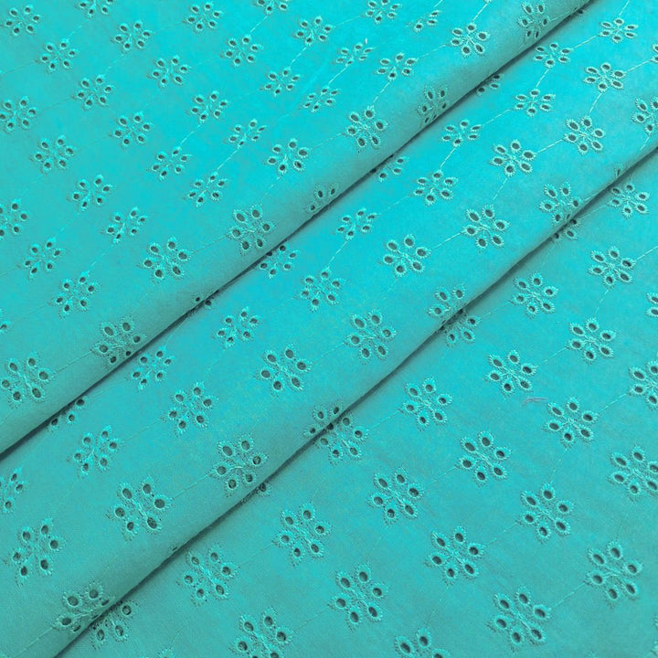 Rama Green Shade Embroidered Cotton Heavy Hakoba Fabric