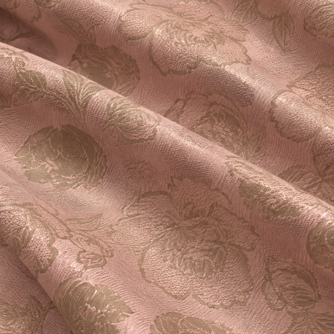 Kanjivaram Jacquard Printed Fabric | Fabric for Lehenga, Blouse & Kurti (Rose Pink)