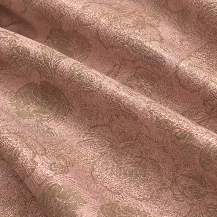 Kanjivaram Jacquard Printed Fabric | Fabric for Lehenga, Blouse & Kurti (Rose Pink)