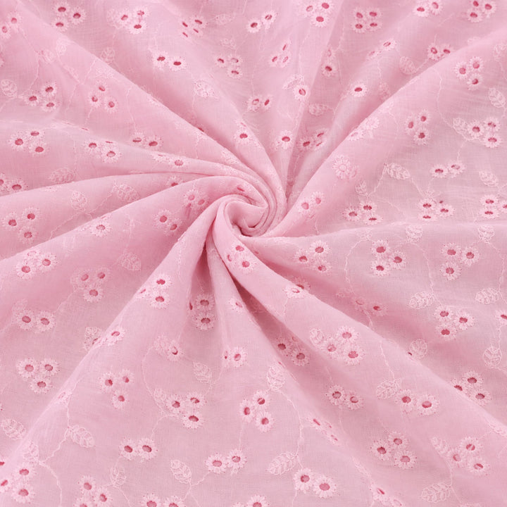 Baby Pink Shade Embroidered Cotton Heavy Hakoba Fabric