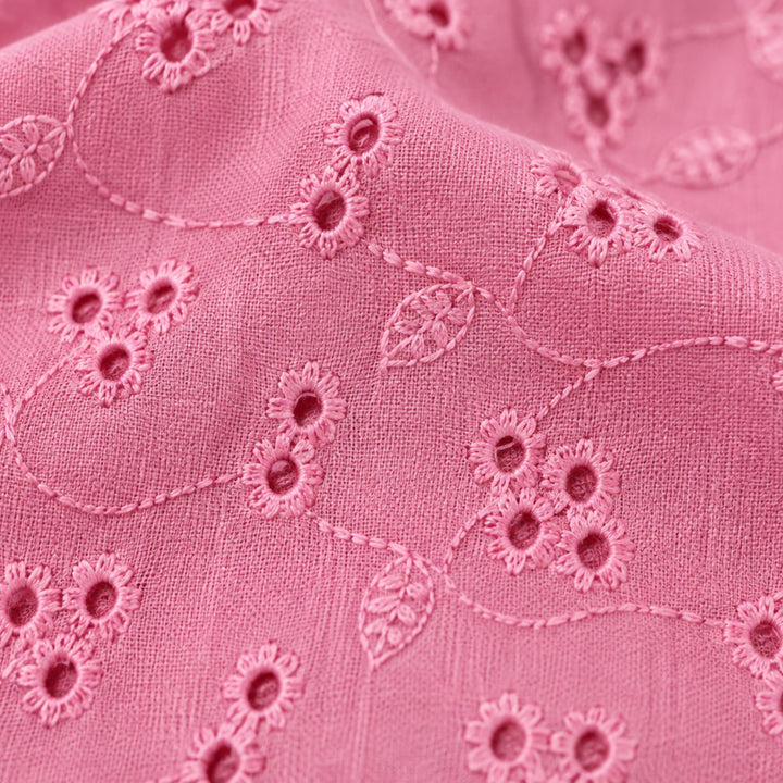 Rose Pink Shade Embroidered Cotton Heavy Hakoba Fabric