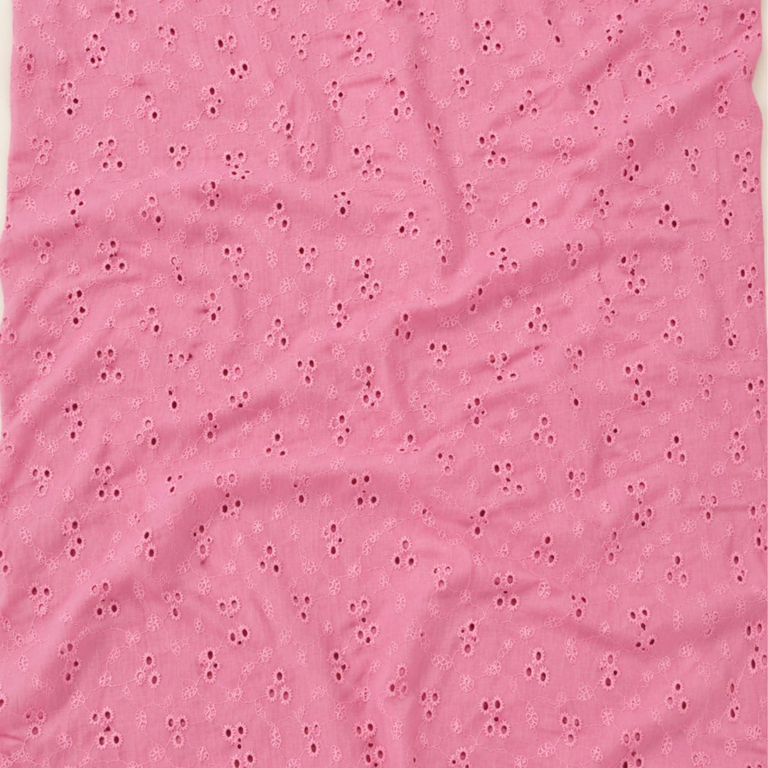 Rose Pink Shade Embroidered Cotton Heavy Hakoba Fabric