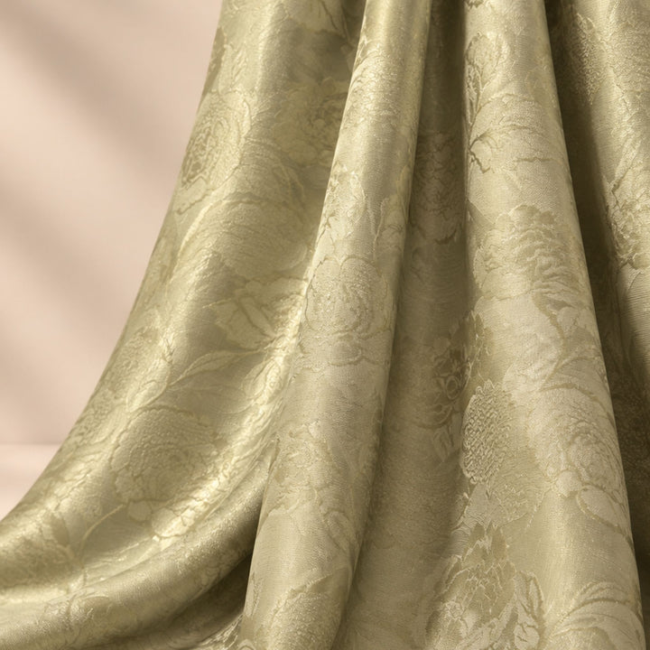 Kanjivaram Jacquard Printed Fabric | Fabric for Lehenga, Blouse & Kurti (Pista)