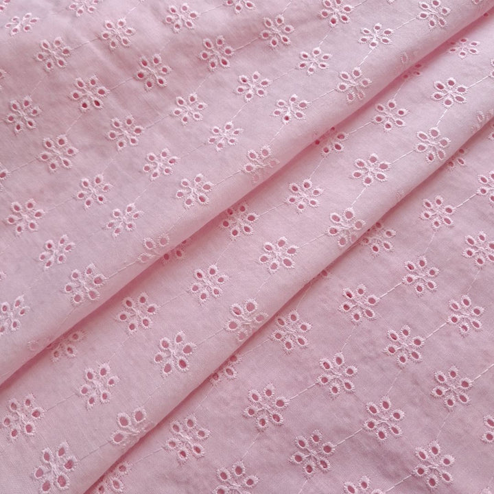 Light Pink Shade Embroidered Cotton Heavy Hakoba Fabric