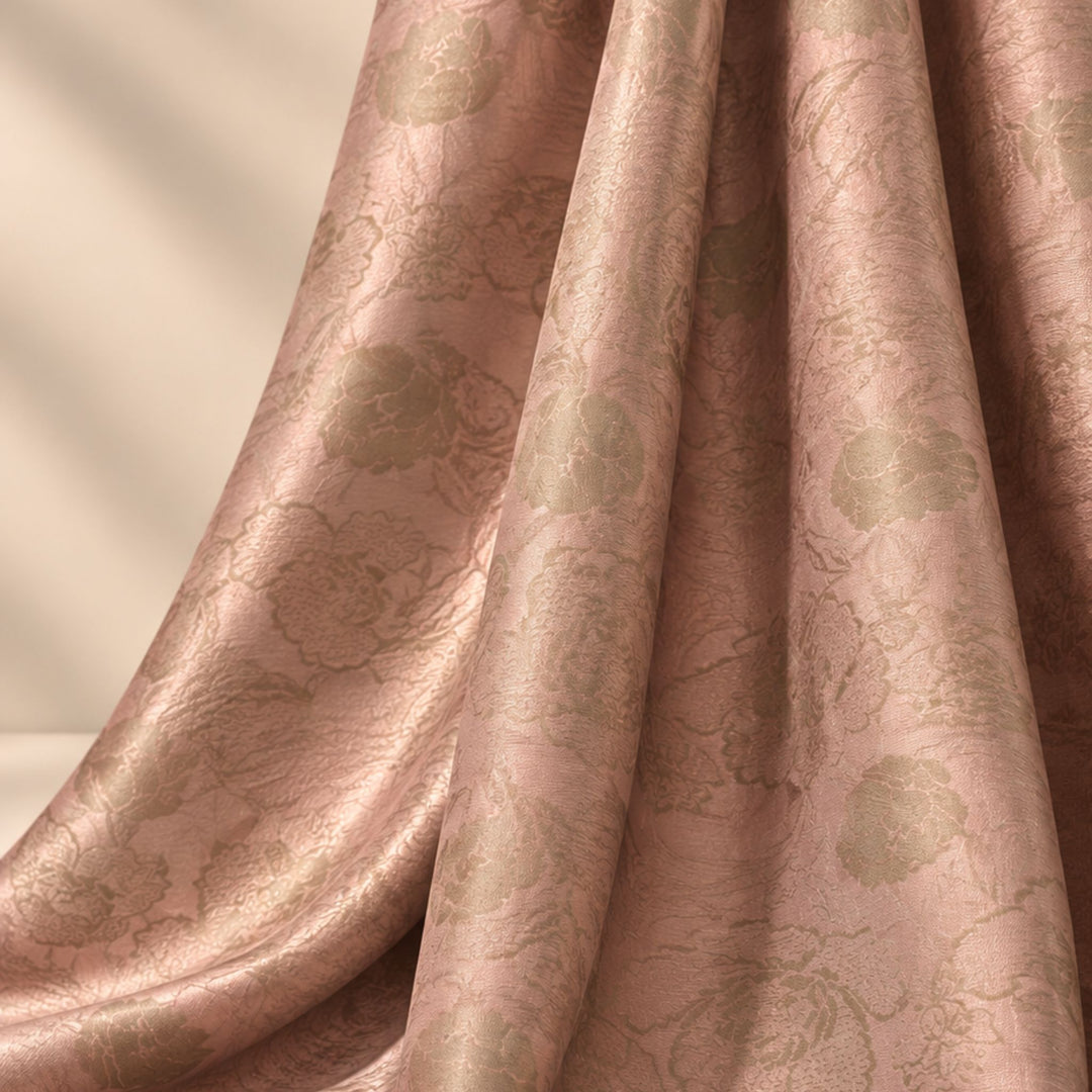 Kanjivaram Jacquard Printed Fabric | Fabric for Lehenga, Blouse & Kurti (Rose Pink)