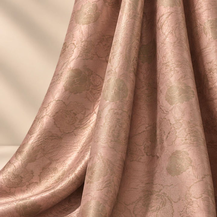 Kanjivaram Jacquard Printed Fabric | Fabric for Lehenga, Blouse & Kurti (Rose Pink)