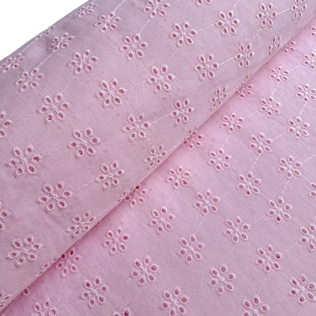 Light Pink Shade Embroidered Cotton Heavy Hakoba Fabric