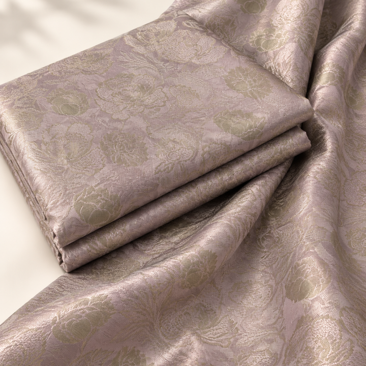 Kanjivaram Jacquard Printed Fabric | Fabric for Lehenga, Blouse & Kurti (Lavender)