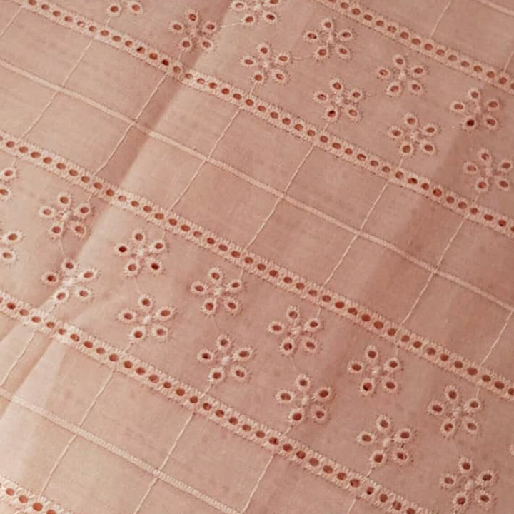 Light Peach Embroidered Cotton Heavy Hakoba Fabric