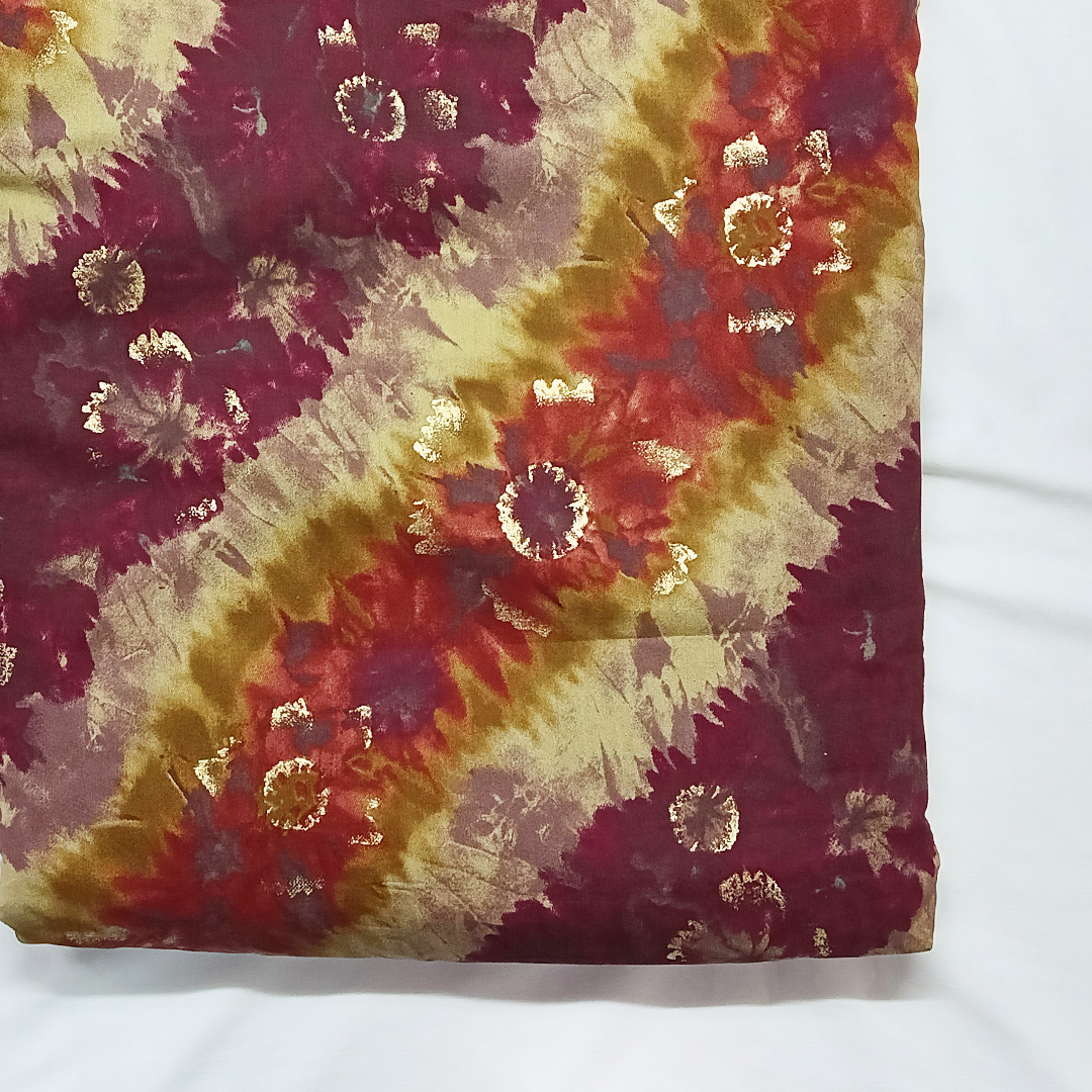 Trendsetting maroon stripes on muslin fabric, combining fashion-forward design with the softness and versatility of muslin for stylish garments.