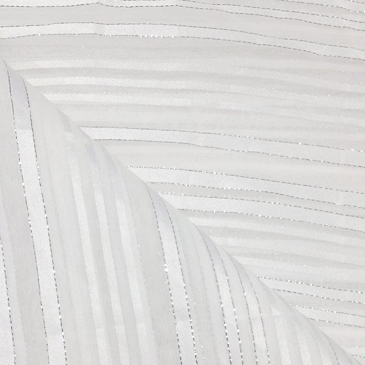 White Shade Stripes Printed Georgette Fabric
