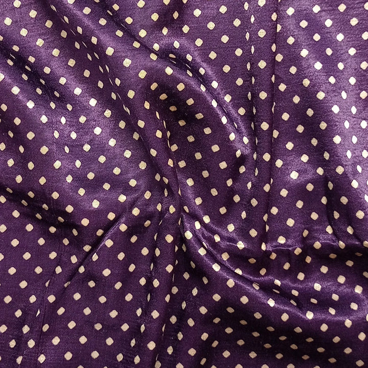 Purple Polka Dot Printed Mashru Silk Fabric
