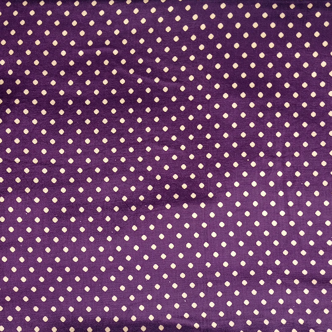Purple Polka Dot Printed Mashru Silk Fabric