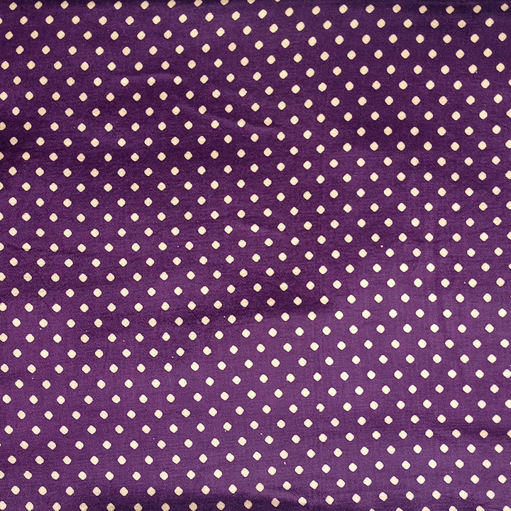 Purple Polka Dot Printed Mashru Silk Fabric