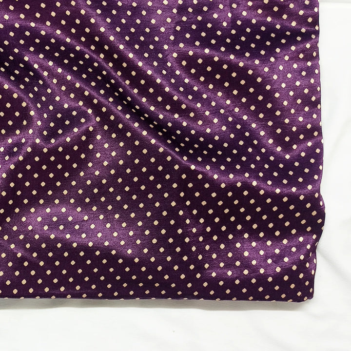 Purple Polka Dot Printed Mashru Silk Fabric
