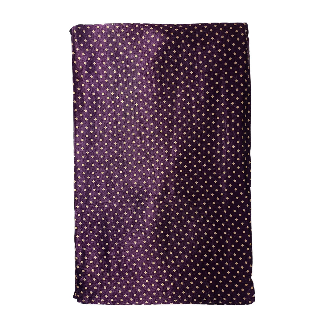 Purple Polka Dot Printed Mashru Silk Fabric