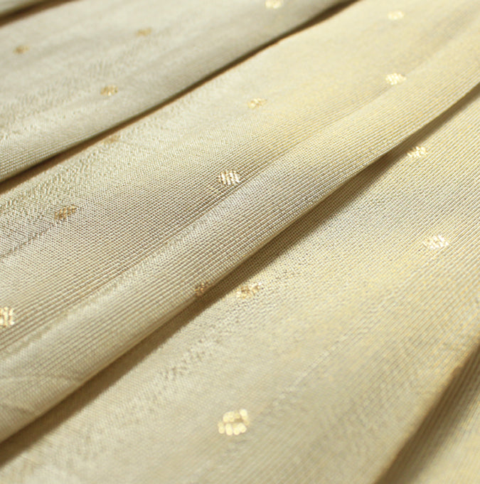 Cream-Gold Zari Mini Dot Dyeable Unstitched Fabric