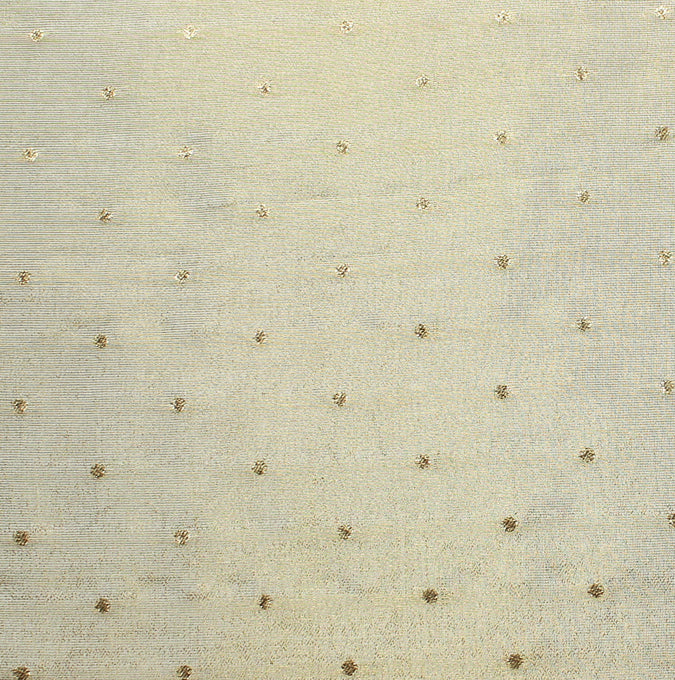Cream-Gold Zari Mini Dot Dyeable Unstitched Fabric