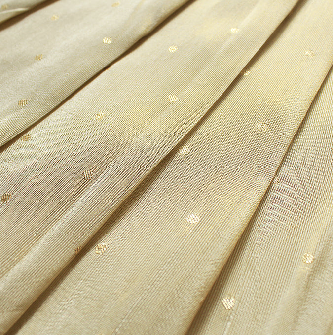 Cream-Gold Zari Mini Dot Dyeable Unstitched Fabric