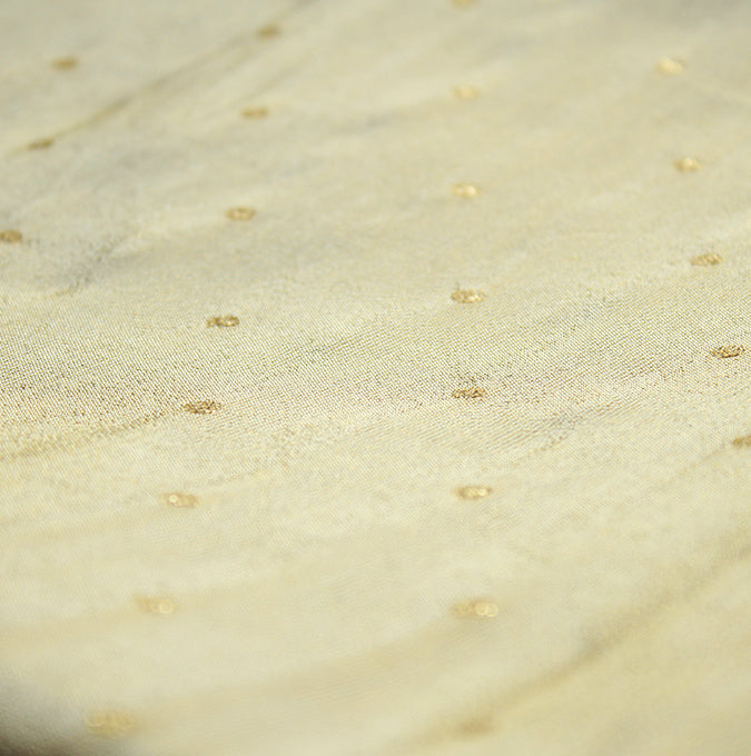 Cream-Gold Zari Mini Dot Dyeable Unstitched Fabric
